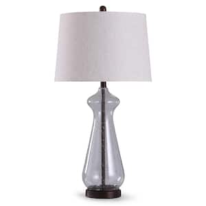 Allen 32 in. Clear Seeded Glass and Oil Rubbed Bronze Table Lamp