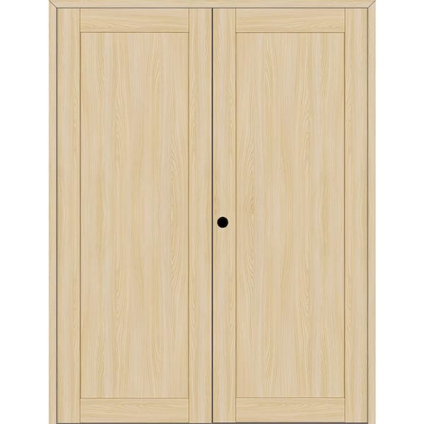 Belldinni 1-Panel Shaker 72 in. x 96 in. Right Active Loire Ash Wood Composite Double Prehung Interior Door