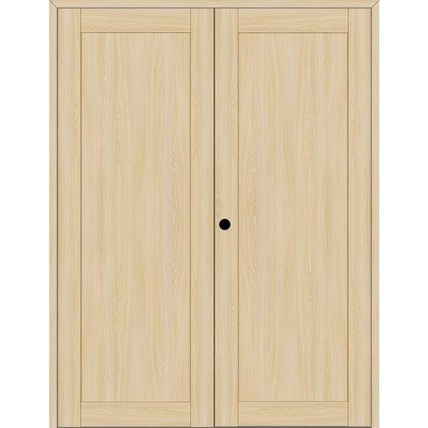 Belldinni 1 Panel Shaker 64 in. x 96 in. Right Active Loire Ash Wood Composite Double Prehung Interior Door