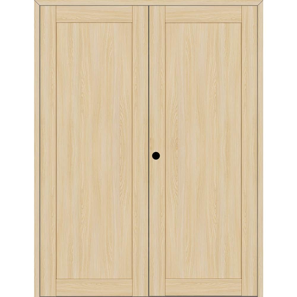 1-Panel Shaker 56 in. W. x 80 in. Right Active Loire Ash Wood Composite Double Prehung Interior Door price history on PriceWatchPro