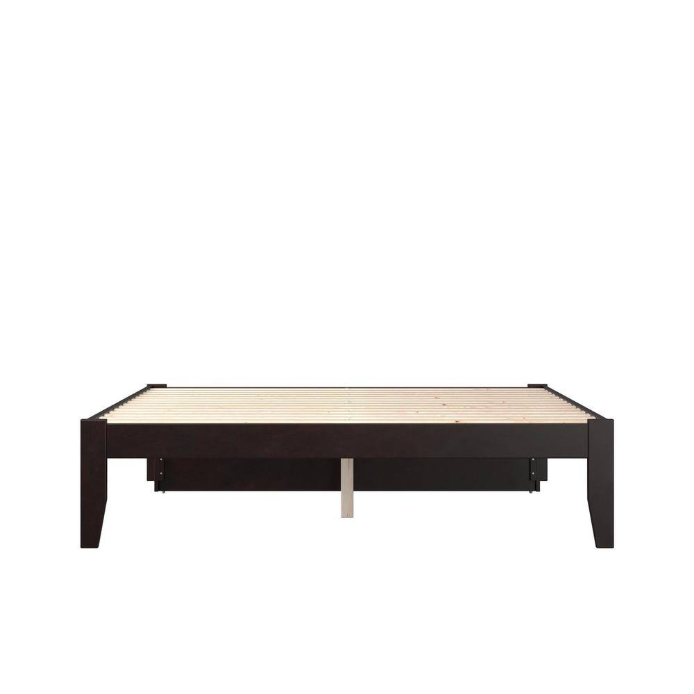 Espresso Queen Bed with Storage Drawer and USB Charger