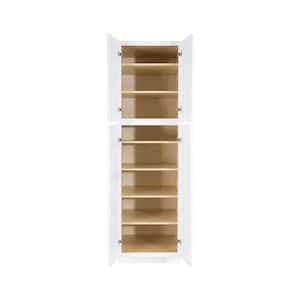 Lancaster White Plywood Shaker Stock Assembled Tall Pantry Kitchen Cabinet 24 in. W x 90 in. H x 27 in. D