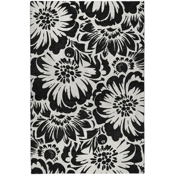 Dream Shag Premium Machine Washable Abstract ADS551 Black 5 ft. x 7 ft. 6 in. Area Rug