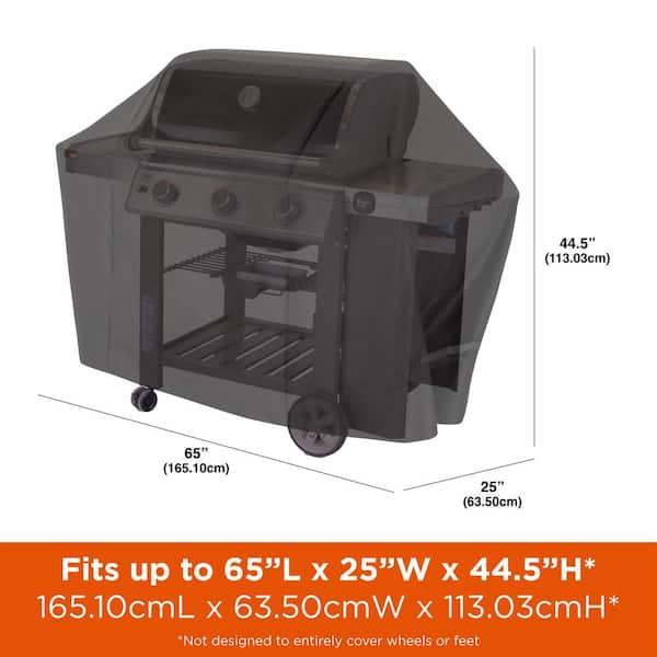 Chalet Water Resistant 4-Burner Grill Cover, 65 in. W x 25 in. D x 44.5 in. H, Medium, Black