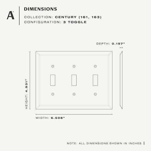 AMERELLE Metallic 3 Gang Toggle Steel Wall Plate - Aged Bronze