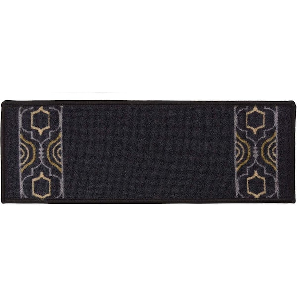 Indoor Trellis Border Black ​ 8.5 in. x 26 in. Stair Tread Cover (Set of 3)
