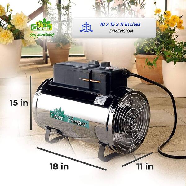 BIO GREEN 14.4 in. W x 11.4 in. D Portable Phoenix Greenhouse Tent Heater  Mount, 2800-Watt PHX2.8/US - The Home Depot