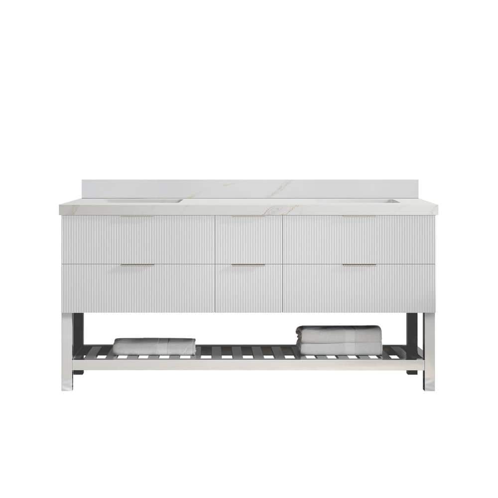Willow Collections Catalina 72 in. Double Sink Freestanding Fine Grain