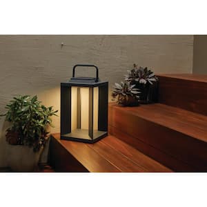Solar 11.75 in. Grey Outdoor Plastic LED Lantern Lamp