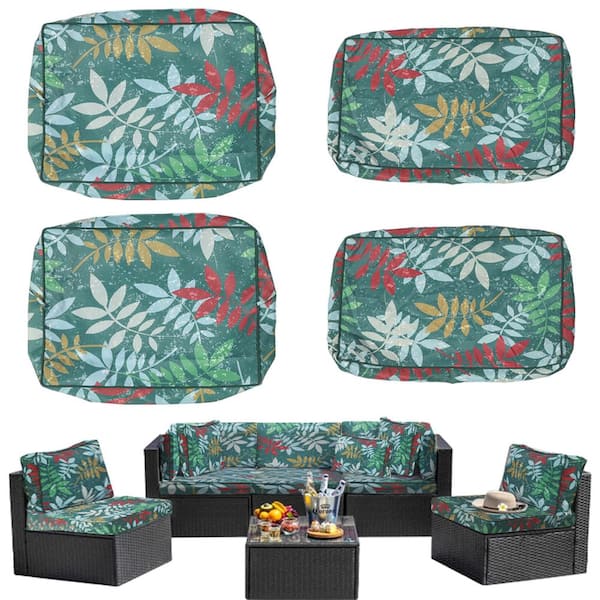 YLLN 4-Piece Patio Cushion Covers Replacement with Zipper, Waterproof Sectional Sofa Set for Outdoor Cushions Flower Color