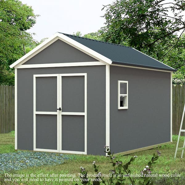 Yardenaler 8 ft. W x 12 ft. D Wood Storage Shed 96 Sq. Ft. Brown