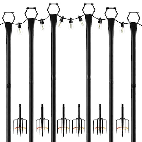 120 in. Metal String Light Poles for Outdoor String Lights ( (6-Pack)