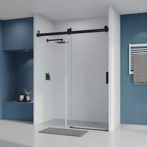 68 in. to 72 in. W x 76 in. H Sliding Frameless Shower Door in Matte Black Finish with Tempered Glass