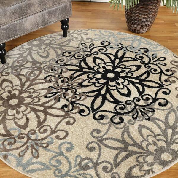 Bernadette Blue/Green 4 ft. Round Area Rug