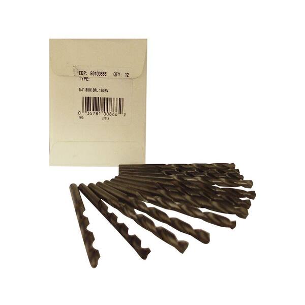 BLU-MOL 1/4 in. Diameter Black Oxide Jobber Length Drill Bit (12-Pack)