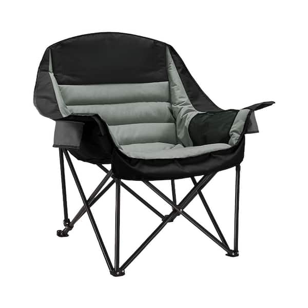 Outdoor Black Camping Lawn Chairs with Alloy Steel, for Adults, Fishing, Sports, Trip