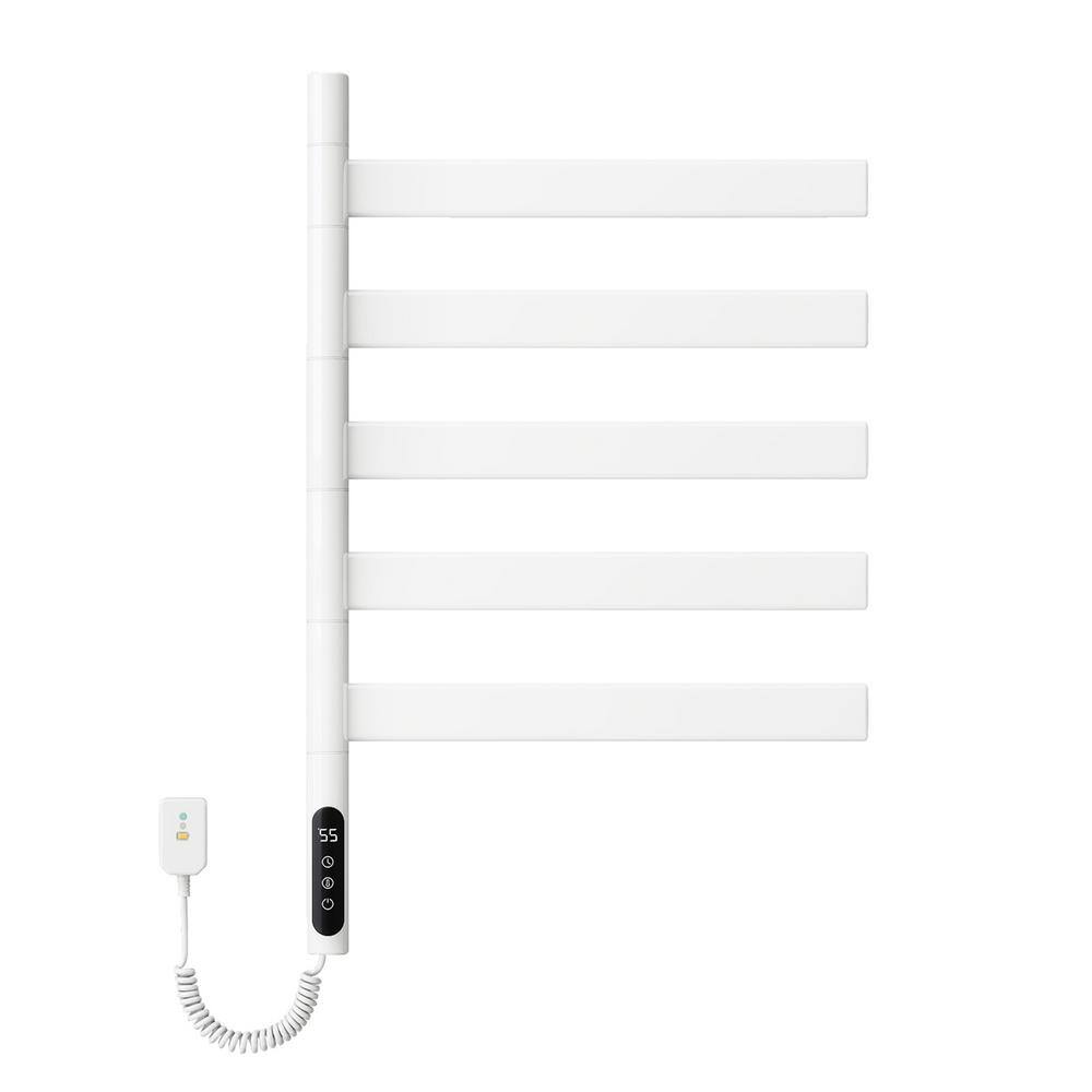 120W Wall-Mounted 180° Rotating Heated Towel Rack Towel Warmer with 1-9H Timer 115°F-155°F in White price history on PriceWatchPro
