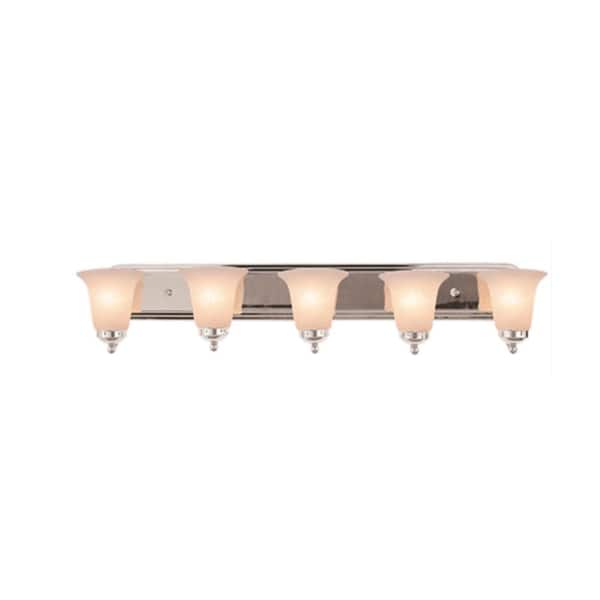 Bel Air Lighting Cabernet Collection 5-Light Polished Chrome Vanity Light with White Marbleized Shade