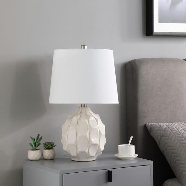 ORE International 21.75 in. Coastal Seaside Cream/Taupe Trim Cascade  Scallop Ceramic Table Lamp HBL2710 - The Home Depot