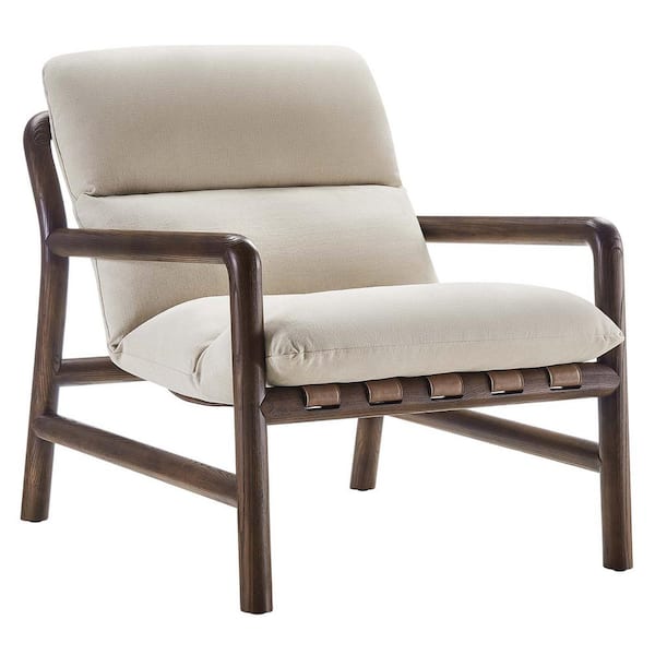 MODWAY Paxton Wood Sling Chair in Dune Fabric Walnut