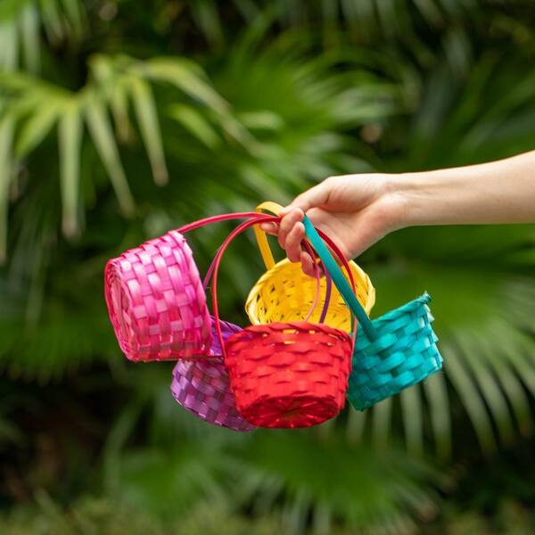 WICKERWISE 5-Assorted Color Bamboo Wicker Baskets with Handles