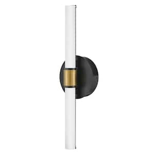 Kai -Watt Integrated Led Black With Lacquered Brass Accents Integrated Led Bath Light