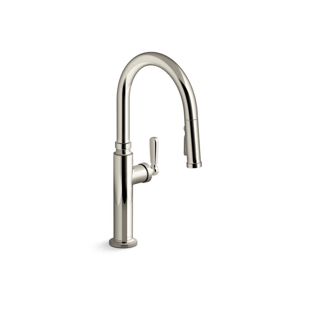 Vibrant Polished Nickel Pull-Down Kitchen Faucet with Sprayhead