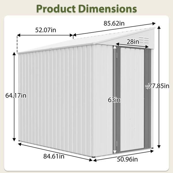 4 ft. W x 7 ft. D White Metal Outdoor Storage Shed,Heavy-Duty