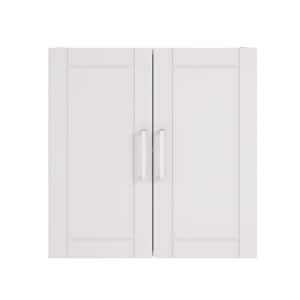 Wood 2-Shelf Wall Mounted Garage Cabinet in White (24 in. W x 24 in. H x 12 in. D)
