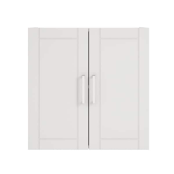 SystemBuild Evolution Wood 2-Shelf Wall Mounted Garage Cabinet in White (24 in. W x 24 in. H x 12 in. D)