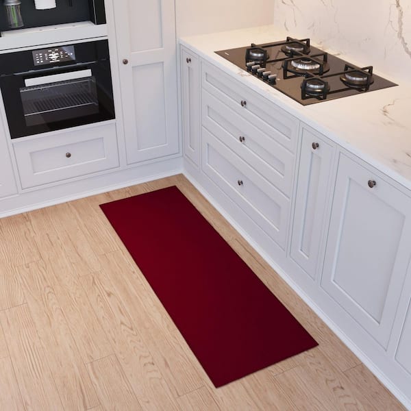 Basics Collection Non-Slip Rubberback Modern Solid Design 2x5 Indoor Runner Rug, 1 ft. 8 in. x 4 ft. 11 in., Red
