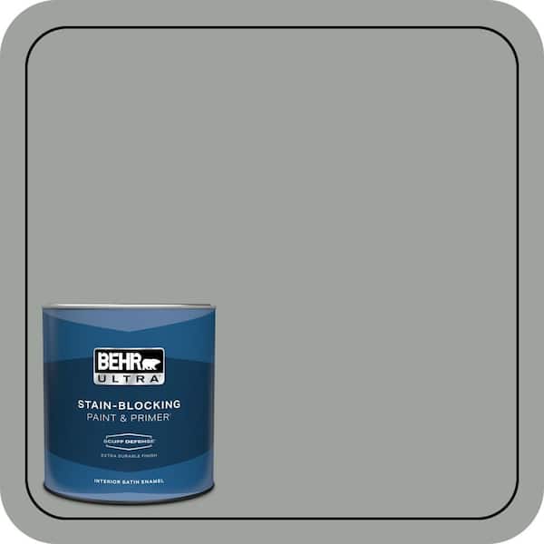 BEHR ULTRA 1 qt. #710F-4 Sage Gray Extra Durable Satin Enamel Interior Paint & Primer