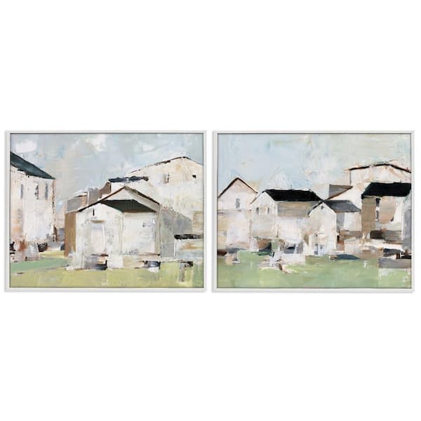 Stupell Industries Cluster of Houses View by Ethan Harper 2-Pieces White Framed Architecture Giclee Art Print 16 in. x 20 in.