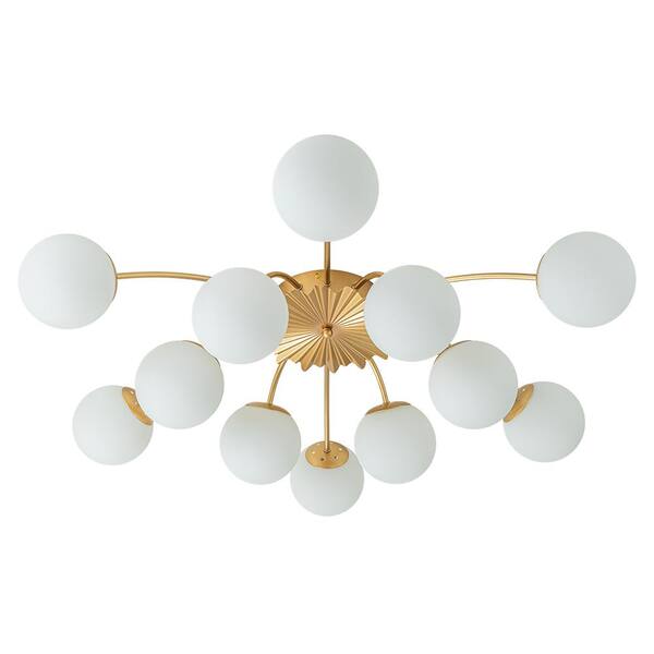 HUOKU Ceder 39.4 in. W 12-Light Brushed Gold Modern Sputnik