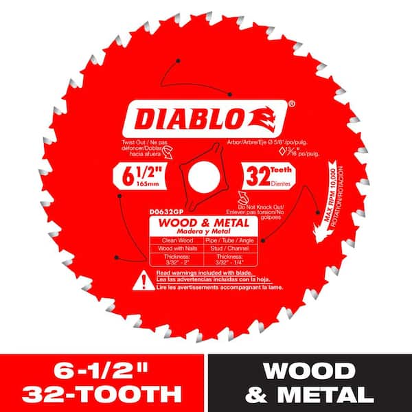 DIABLO 6-1/2in. x 32-Teeth Carbide Saw Blade for Wood and Metal