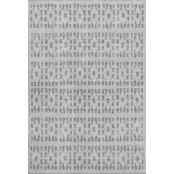 Addison Rugs Mayfield Premium Machine Washable Abstract AMF963 Gray 3 ft. x 5 ft. Area Rug