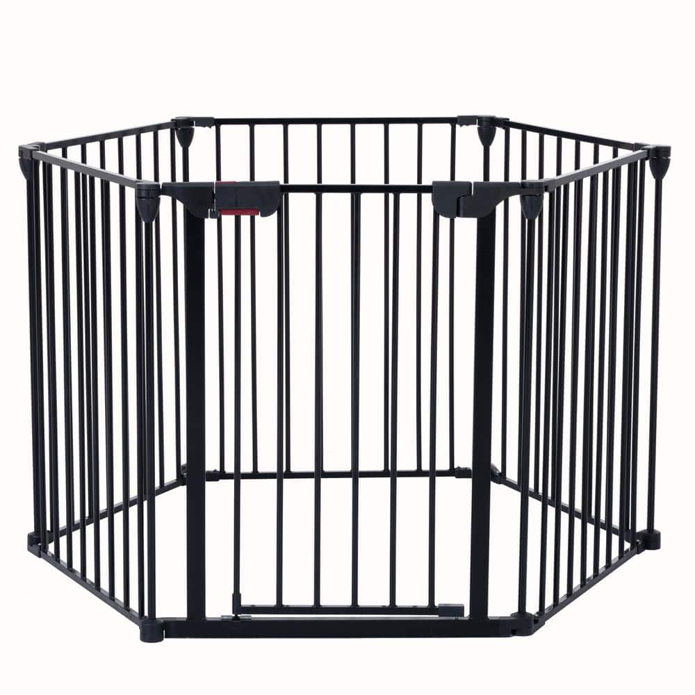 152 in. Adjustable Safety Gate 6 Panel Play Yard Metal Doorways Fence