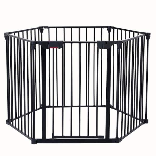 Amucolo 152 in. Adjustable Safety Gate 6 Panel Play Yard Metal Doorways Fence