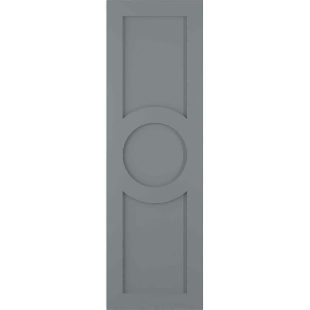 True Fit 18 in. x 50 in. PVC Center Circle Arts and Crafts Fixed Mount Flat Panel Shutters Pair in Ocean Swell price history on PriceWatchPro