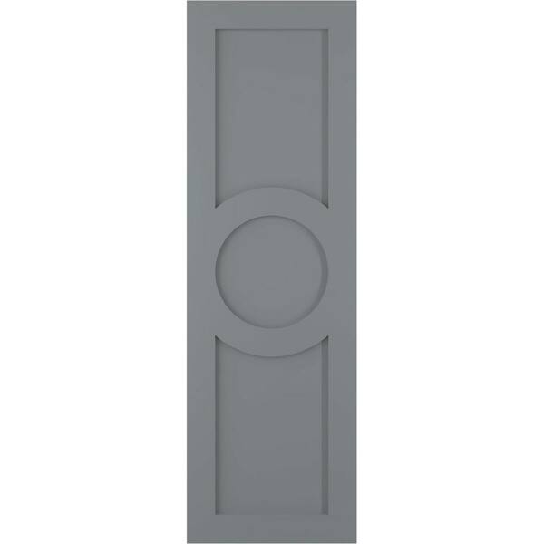 Ekena Millwork True Fit 18 in. x 70 in. PVC Center Circle Arts and Crafts Fixed Mount Flat Panel Shutters Pair in Ocean Swell