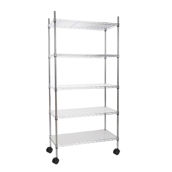 30.00 in. W Chrome 5Tier Metal Pantry Organizer, Adjustable Metal