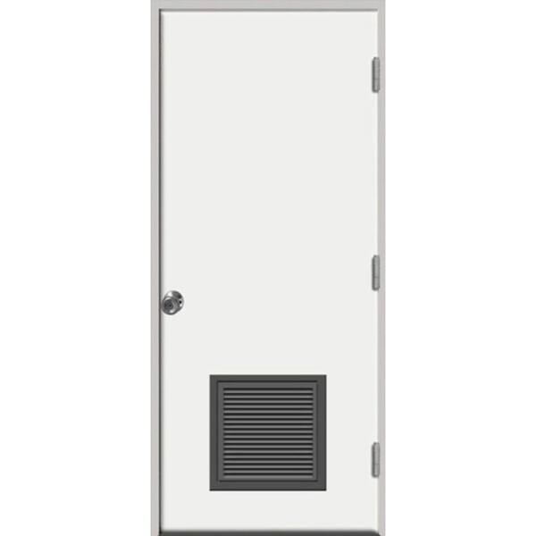 Steves & Sons 24 in. x 80 in. Element Series Vented Flush White Primed Left-Hand Outswing Steel Prehung Front Door w/ 4-9/16 in. Frame