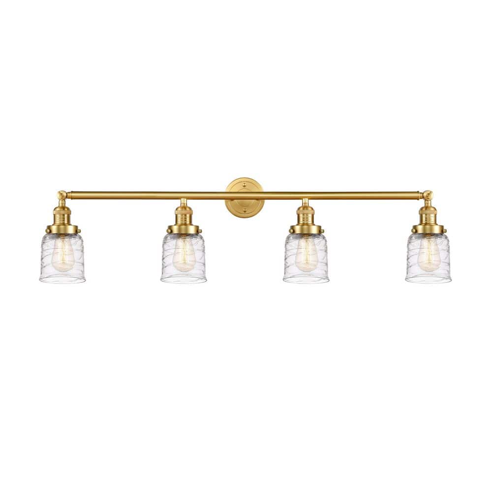 Bell 42 in. 4-Light Satin Gold Vanity Light with Glass Shade price history on PriceWatchPro