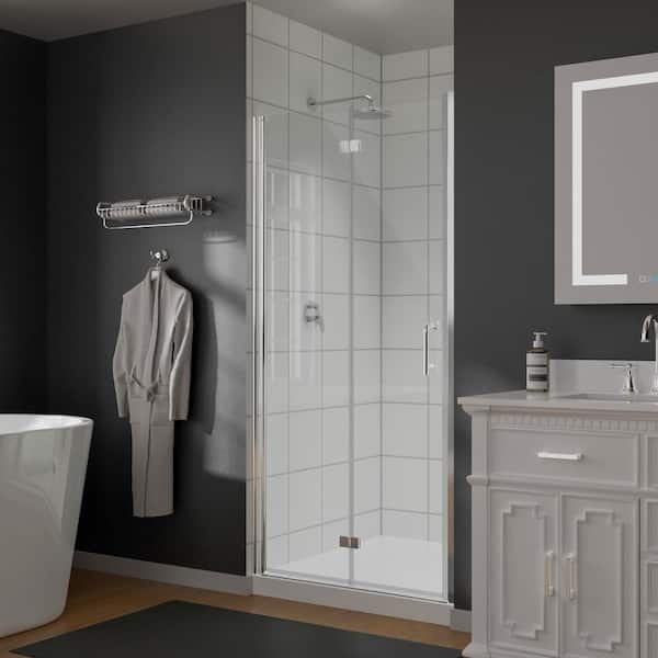 EAKYHOM 36 in. to 37-3/8 in. W x 72 in. H Bi-Fold Semi-Frameless Shower Doors in Chrome with Tempered Clear Glass