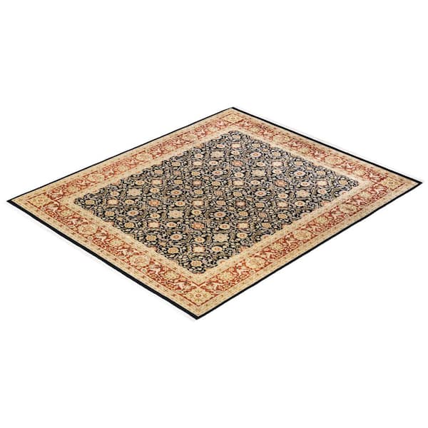 Mogul Traditional Black 8 ft. 2 in. x 9 ft. 10 in. Oriental Area Rug