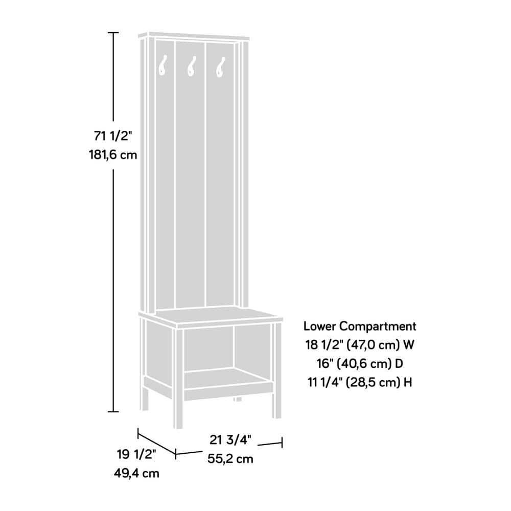 Soft White and Oak Hall Tree with Storage Bench