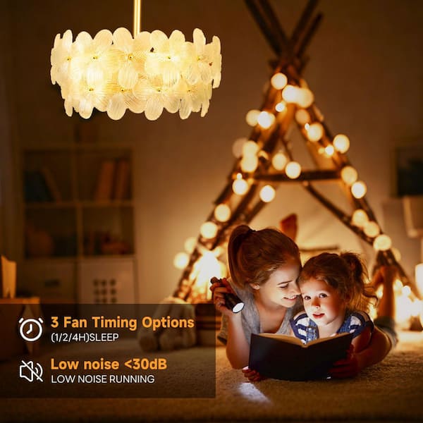 ARISKEEN 22 in. Indoor Gold Glass Flower Ceiling Fan with Light