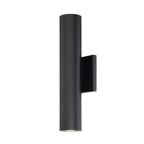 WAC Lighting Caliber 14 in. Black Integrated LED Up & Down Outdoor Cylinder Wall Sconce, 3000K