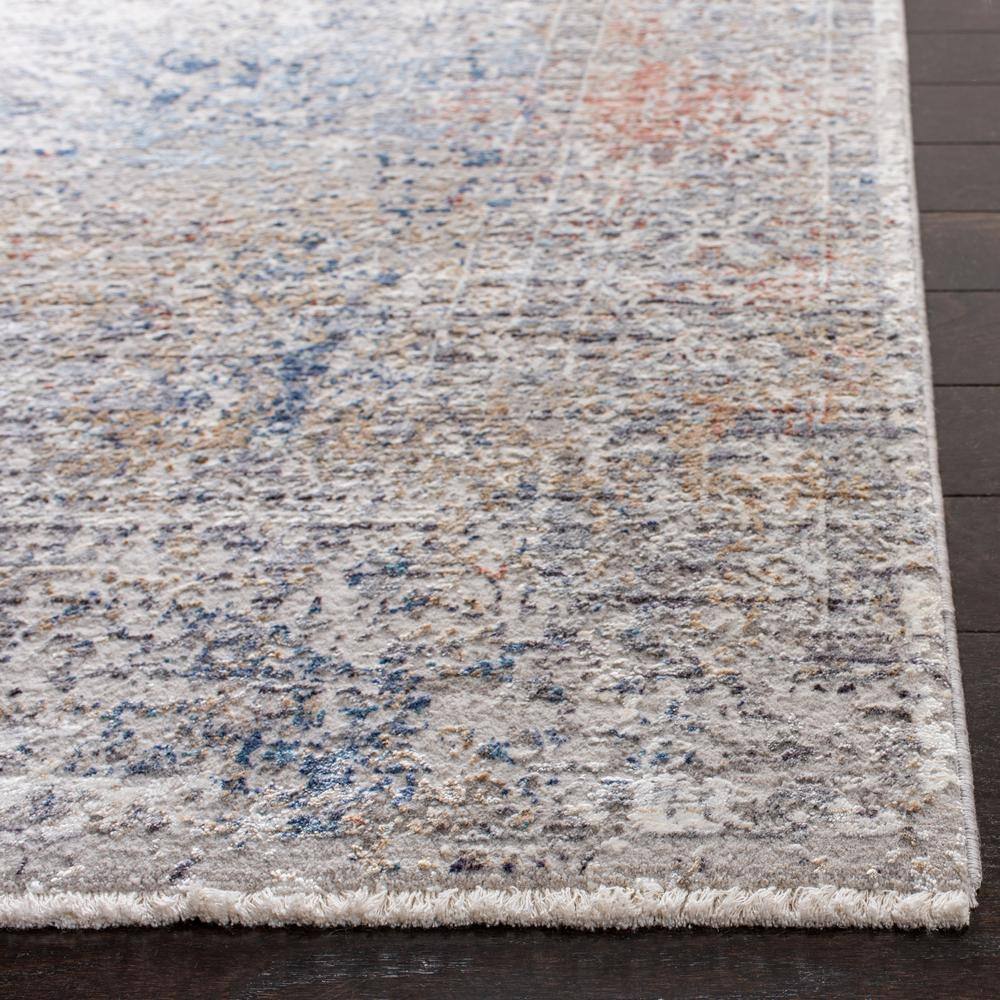 Elysian Gray & Blue Hand-Knotted Wool Blend 5' x 8' Area Rug