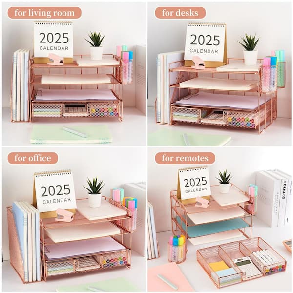1 Pack Metal Hanging Rose Gold File Organizer Basket Box Storage Box Office And School Supplies Organizer P 143146026 Cat 4160 - View #9